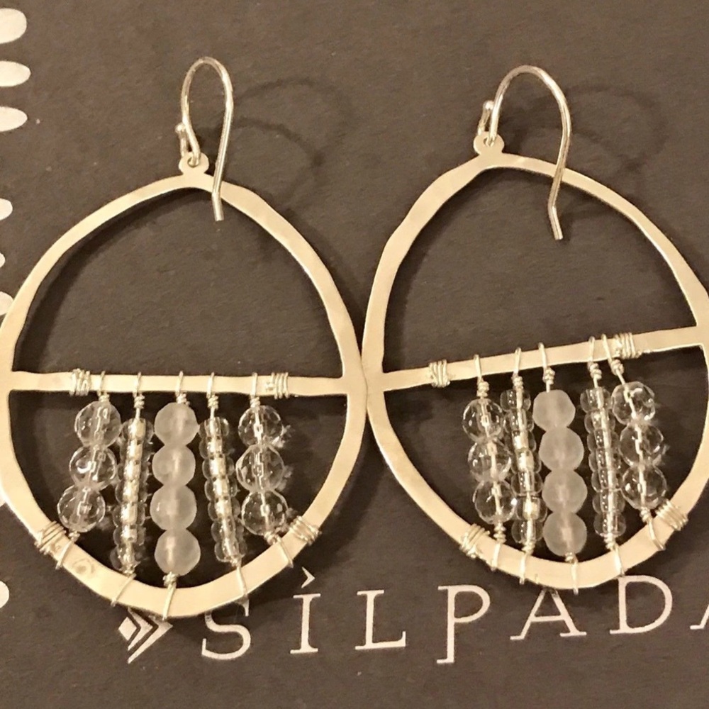 Silpada Vintage Sterling Silver Crystal & Sterling Beaded Dream Catcher Earrings